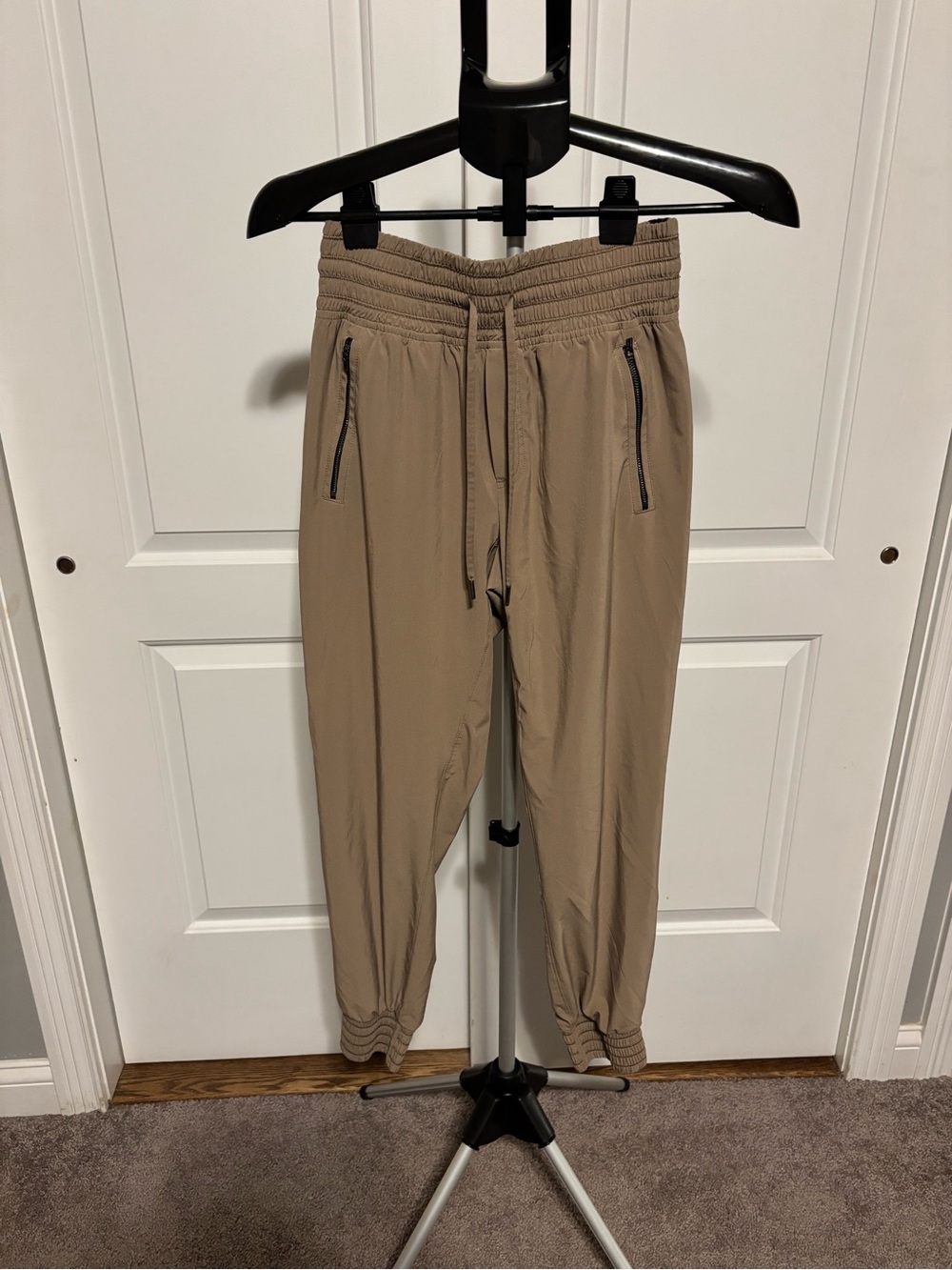 Athleta Tan Drawstring Jogger Pants with Zip Pockets